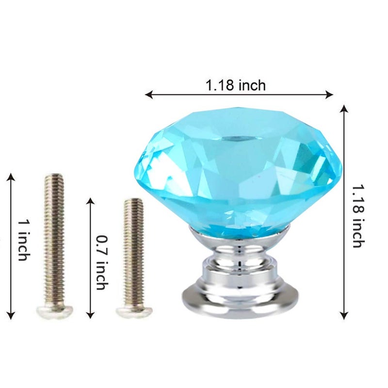 ANJUU 12 Pcs 30mm Diamond Shape Crystal Glass Cabinet Knobs with Screws Drawer Knob Pull Handle Used for Kitchen, Dresser, Door, Cupboard - Image 2